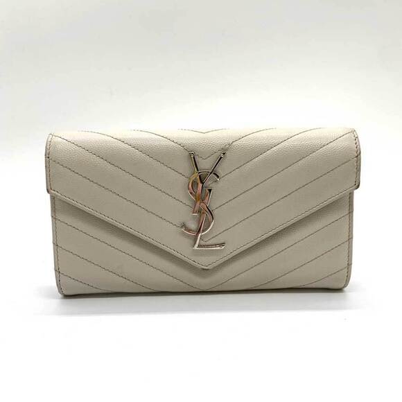 SAINT LAURENT White Monogram Leather Wallet - Picture 1 of 7